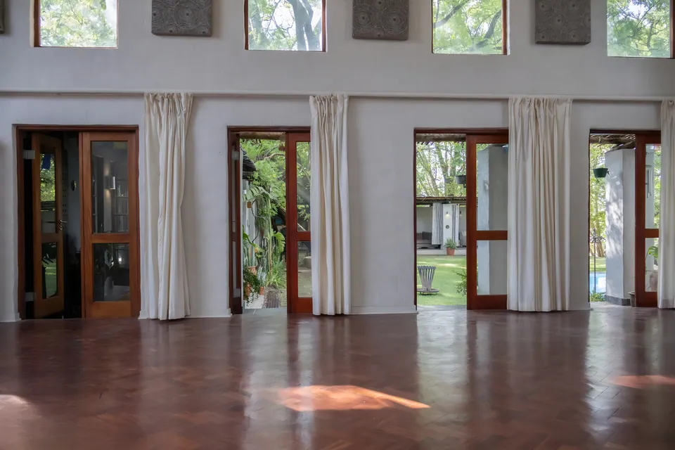 Windrush Studio interior and garden